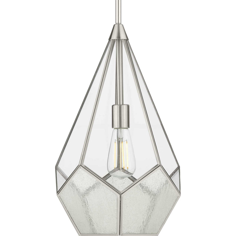 Progress Lighting P5319-09 One Light Pendant, Brushed Nickel