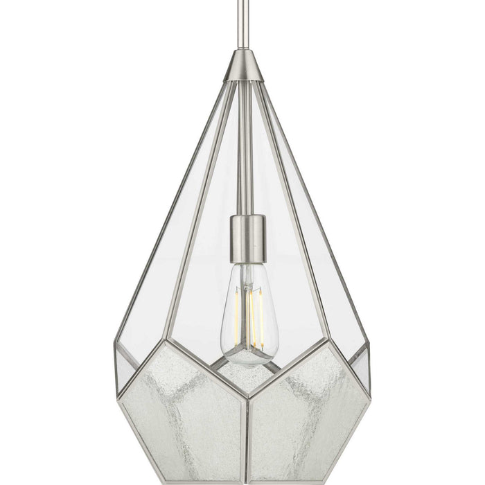 Progress Lighting P5319-09 One Light Pendant, Brushed Nickel