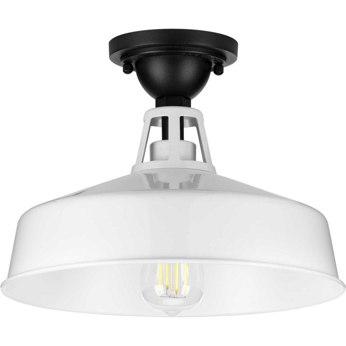 Progress Lighting P550070-030 One Light Semi Flush Mount, White