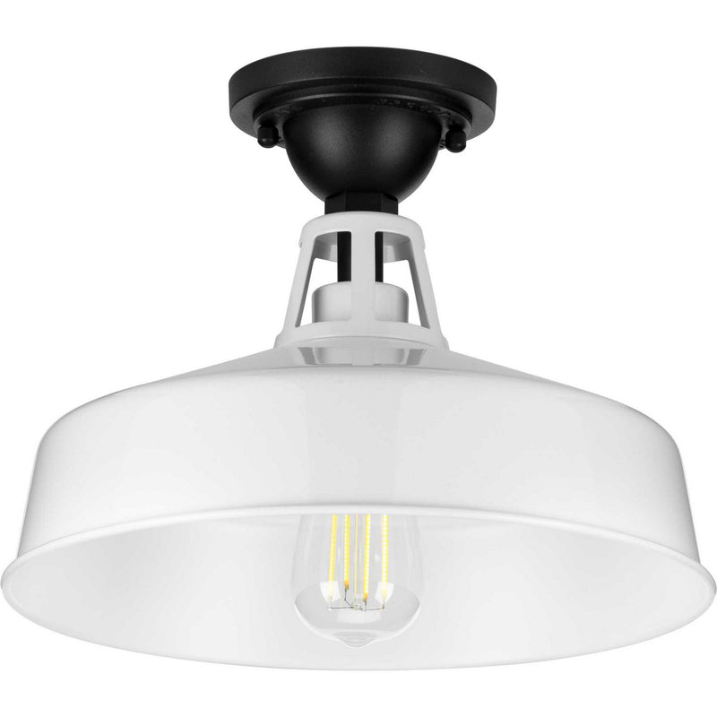 Progress Lighting P550070-030 One Light Semi Flush Mount, White