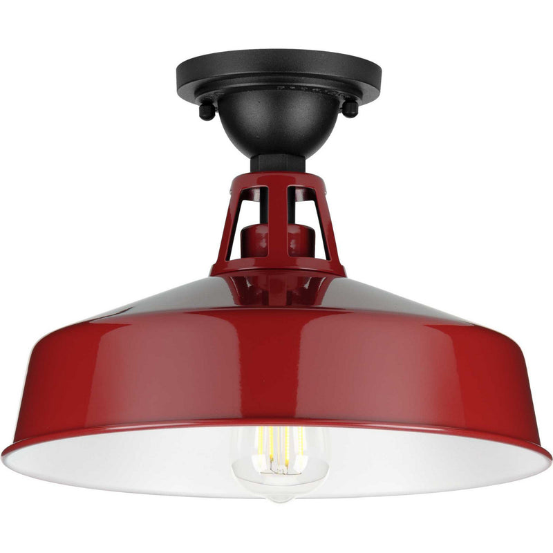 Progress Lighting P550070-039 One Light Semi Flush Mount, Red