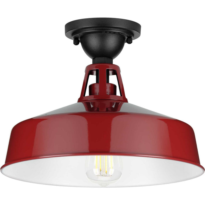 Progress Lighting P550070-039 One Light Semi Flush Mount, Red