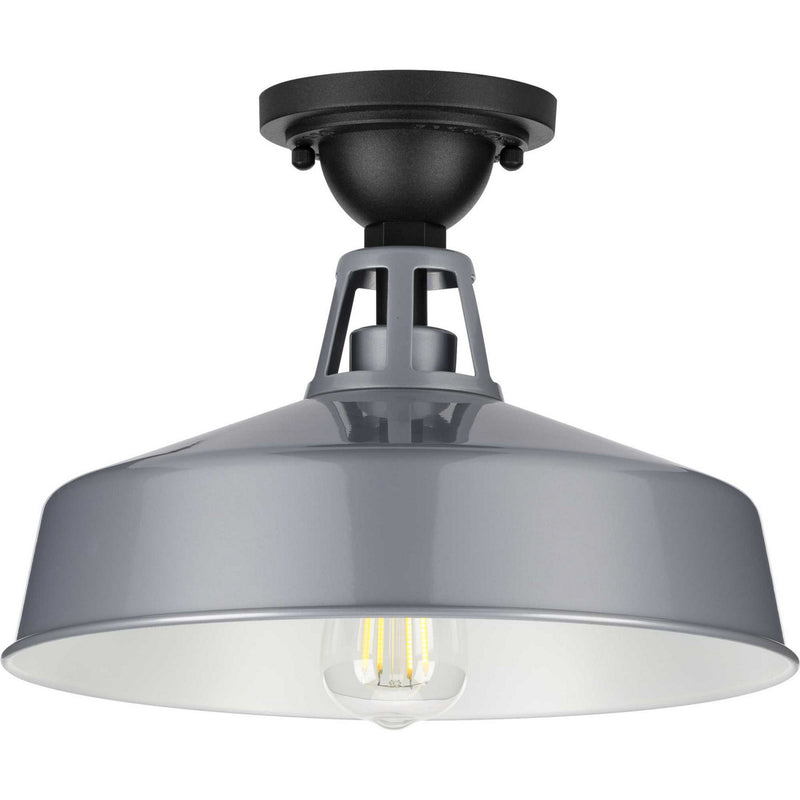 Progress Lighting P550070-082 One Light Semi Flush Mount, Metallic Gray