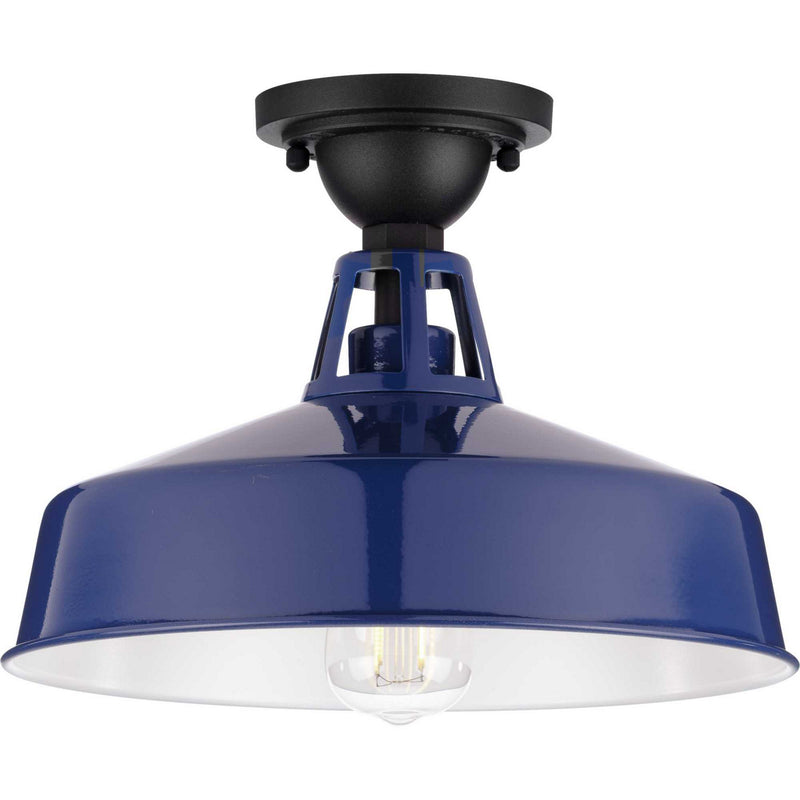 Progress Lighting P550070-091 One Light Semi Flush Mount, Navy