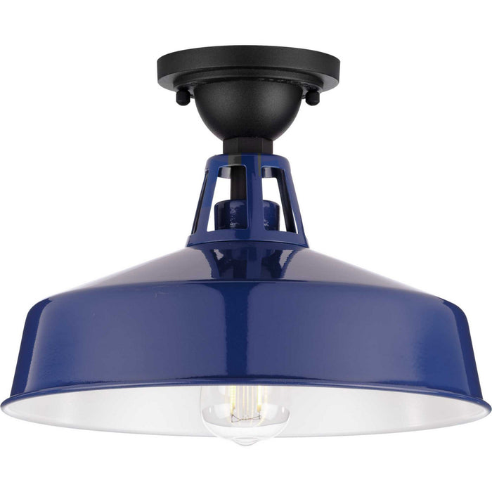 Progress Lighting P550070-091 One Light Semi Flush Mount, Navy