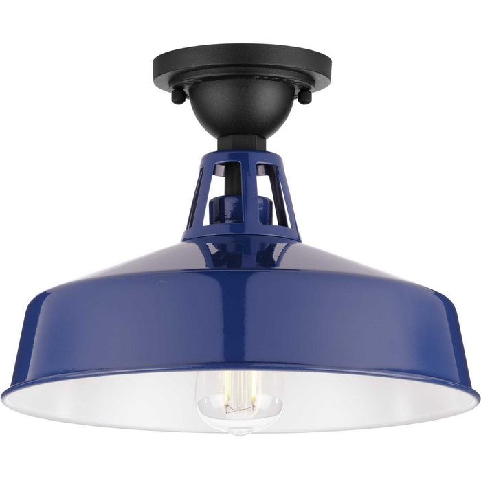 Progress Lighting P550070-091 One Light Semi Flush Mount, Navy