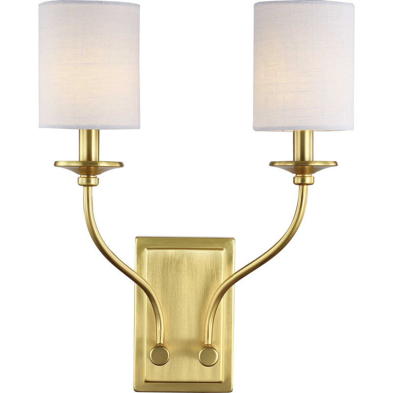 Progress Lighting P710019-012 Two Light Wall Sconce, Satin Brass
