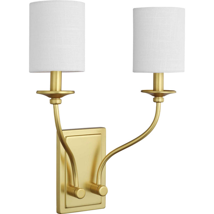 Progress Lighting P710019-012 Two Light Wall Sconce, Satin Brass