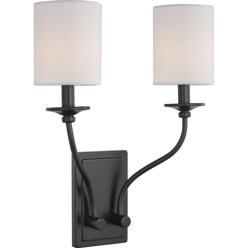 Progress Lighting P710019-031 Two Light Wall Sconce, Black