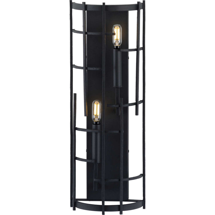Progress Lighting P710077-031 Two Light Wall Sconce, Textured Black