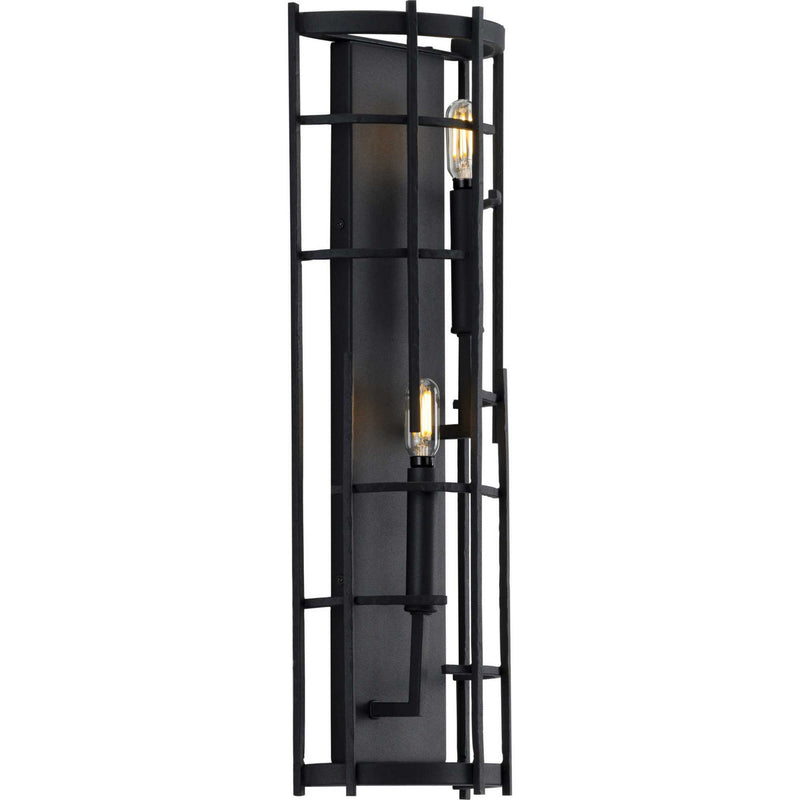 Progress Lighting P710077-031 Two Light Wall Sconce, Textured Black