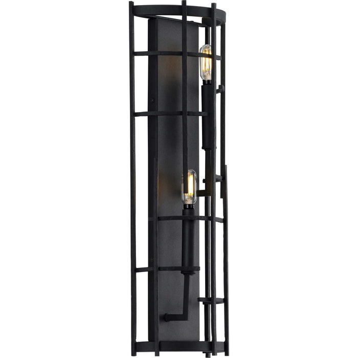 Progress Lighting P710077-031 Two Light Wall Sconce, Textured Black