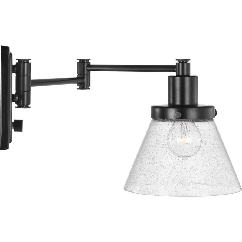 Progress Lighting P710084-031 One Light Swing Arm Wall Lamp, Black