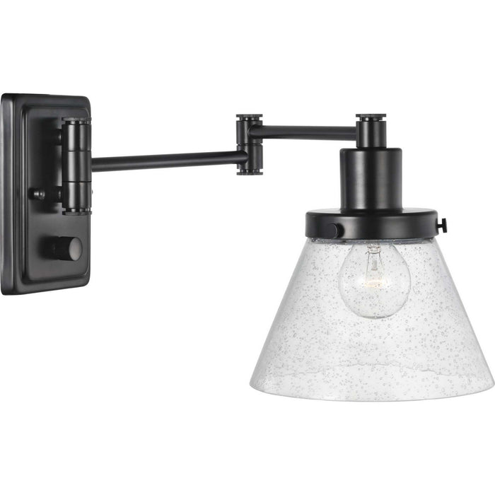 Progress Lighting P710084-031 One Light Swing Arm Wall Lamp, Black