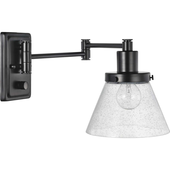 Progress Lighting P710084-031 One Light Swing Arm Wall Lamp, Black