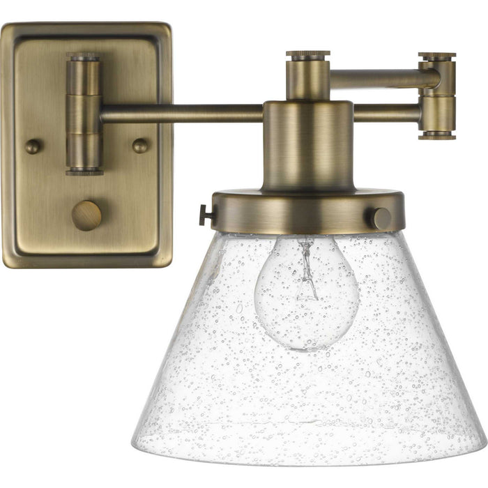 Progress Lighting P710084-163 One Light Swing Arm Wall Lamp, Vintage Brass