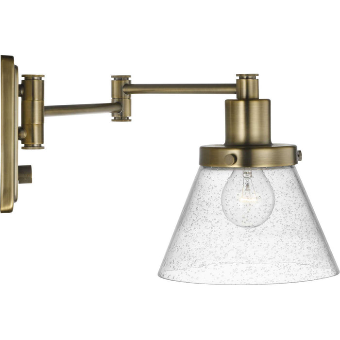 Progress Lighting P710084-163 One Light Swing Arm Wall Lamp, Vintage Brass