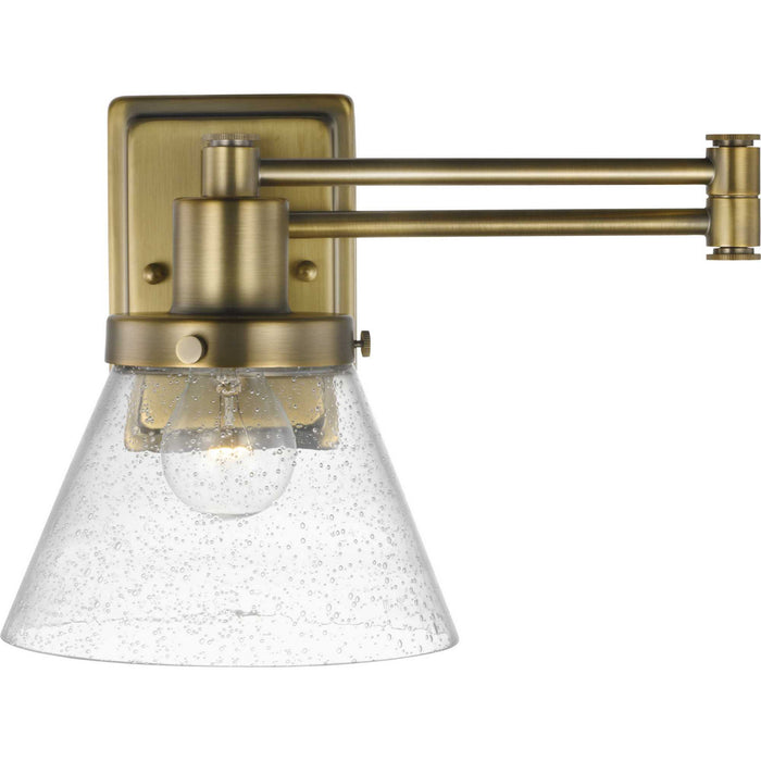 Progress Lighting P710084-163 One Light Swing Arm Wall Lamp, Vintage Brass