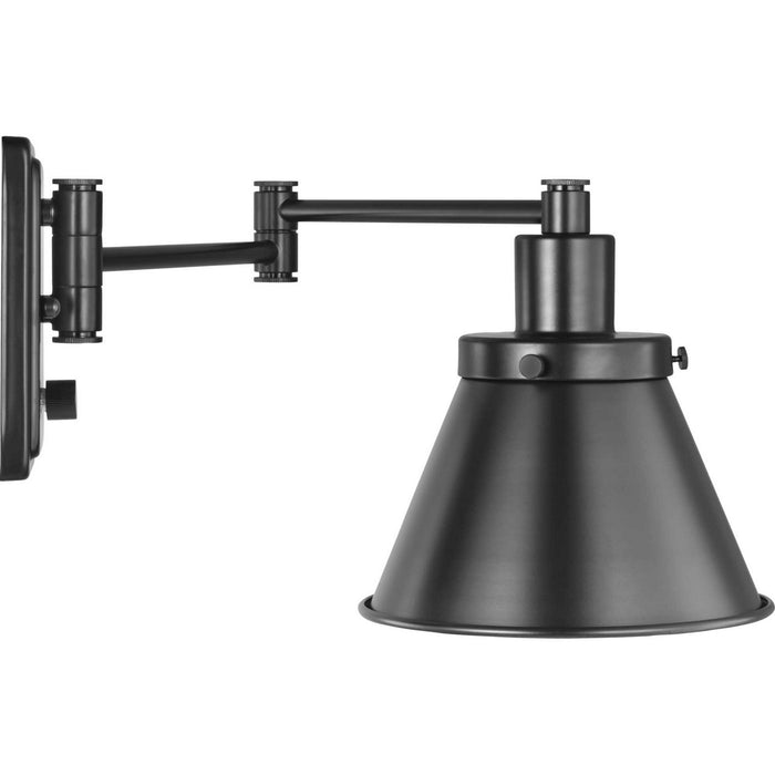 Progress Lighting P710085-031 One Light Swing Arm Wall Lamp, Black