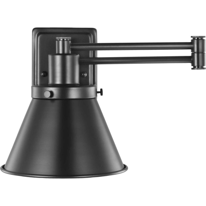 Progress Lighting P710085-031 One Light Swing Arm Wall Lamp, Black