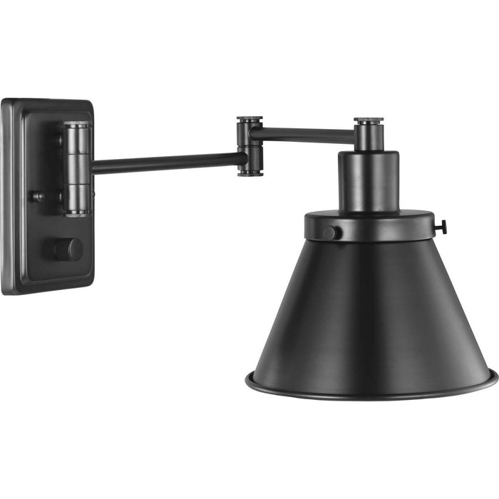 Progress Lighting P710085-031 One Light Swing Arm Wall Lamp, Black