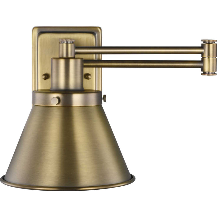 Progress Lighting P710085-163 One Light Swing Arm Wall Lamp, Vintage Brass