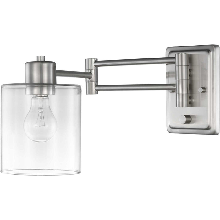 Progress Lighting P710086-009 One Light Swing Arm Wall Lamp, Brushed Nickel