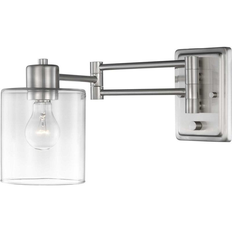 Progress Lighting P710086-009 One Light Swing Arm Wall Lamp, Brushed Nickel