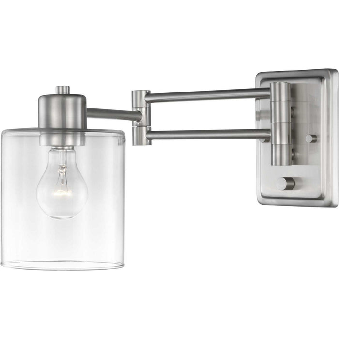 Progress Lighting P710086-009 One Light Swing Arm Wall Lamp, Brushed Nickel