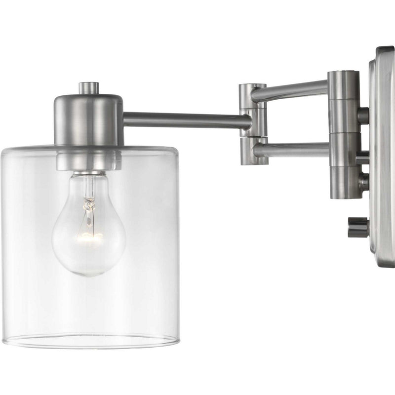 Progress Lighting P710086-009 One Light Swing Arm Wall Lamp, Brushed Nickel