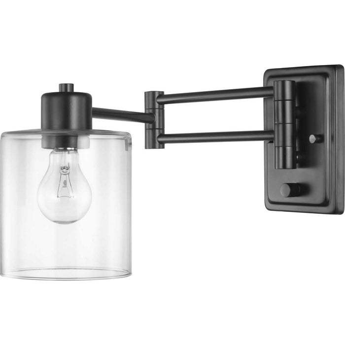 Progress Lighting P710086-031 One Light Swing Arm Wall Lamp, Black