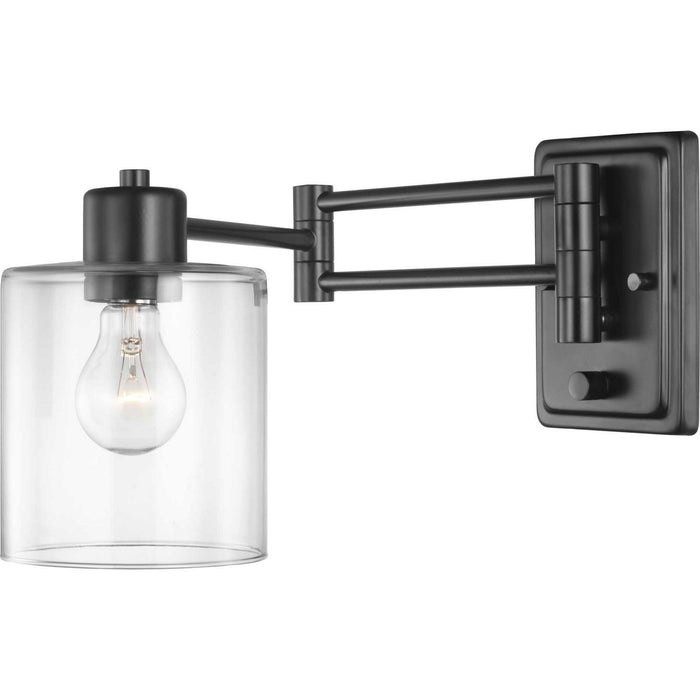 Progress Lighting P710086-031 One Light Swing Arm Wall Lamp, Black