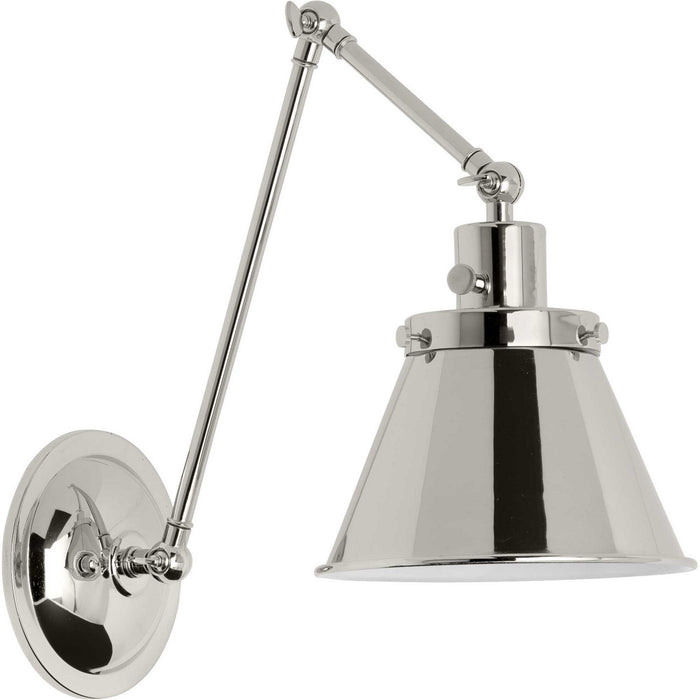 Progress Lighting P710095-104 One Light Swing Arm Wall Lamp, Polished Nickel