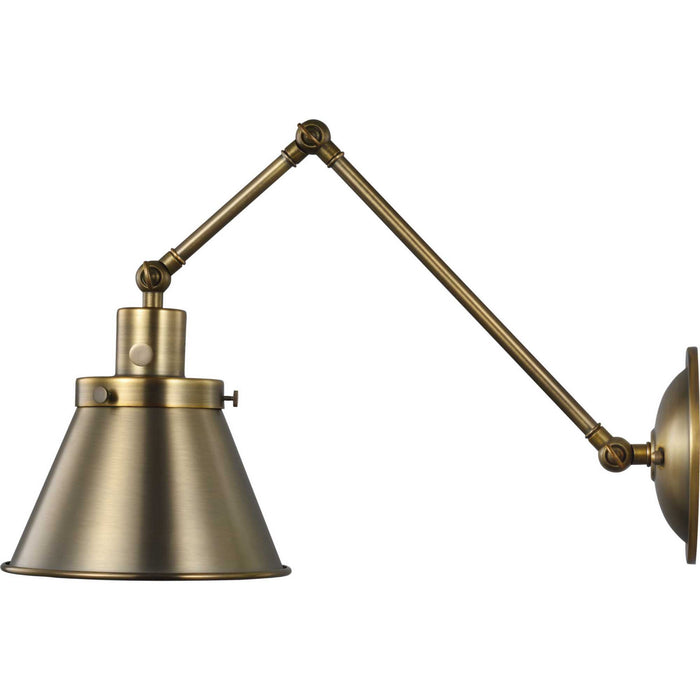 Progress Lighting P710095-163 One Light Swing Arm Wall Lamp, Vintage Brass