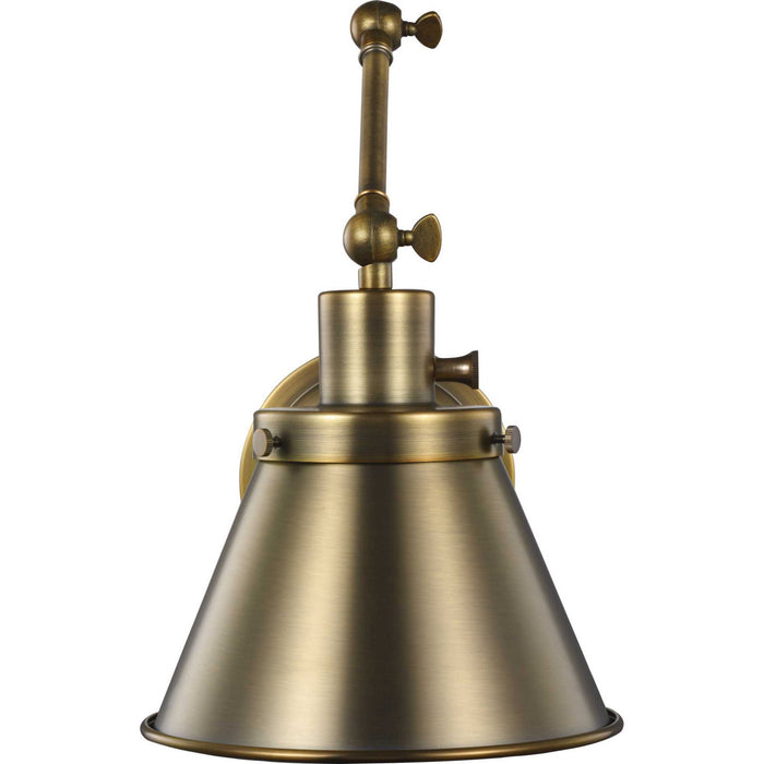Progress Lighting P710095-163 One Light Swing Arm Wall Lamp, Vintage Brass