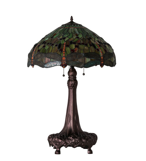 Meyda Tiffany 101830 Three Light Table Lamp, Mahogany Bronze