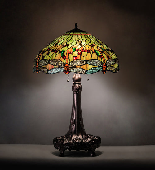 Meyda Tiffany 101830 Three Light Table Lamp, Mahogany Bronze