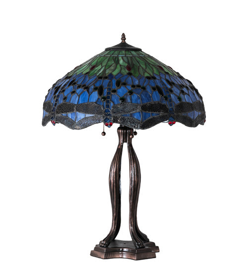 Meyda Tiffany 109609 Three Light Table Lamp, Mahogany Bronze