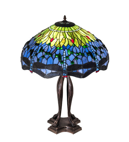 Meyda Tiffany 109609 Three Light Table Lamp, Mahogany Bronze