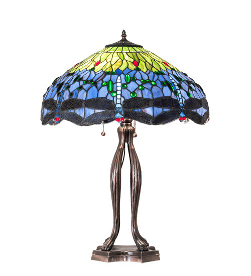 Meyda Tiffany 109609 Three Light Table Lamp, Mahogany Bronze