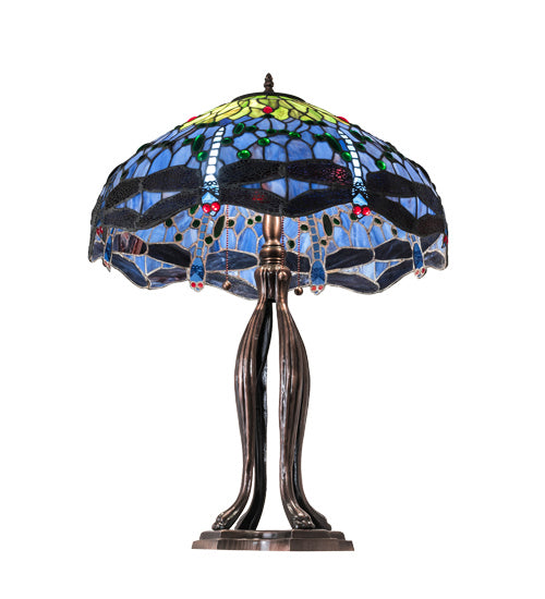 Meyda Tiffany 109609 Three Light Table Lamp, Mahogany Bronze