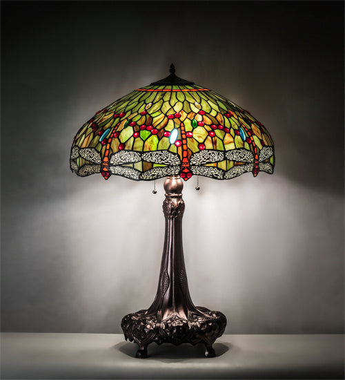Meyda Tiffany 129745 Three Light Table Lamp, Mahogany Bronze