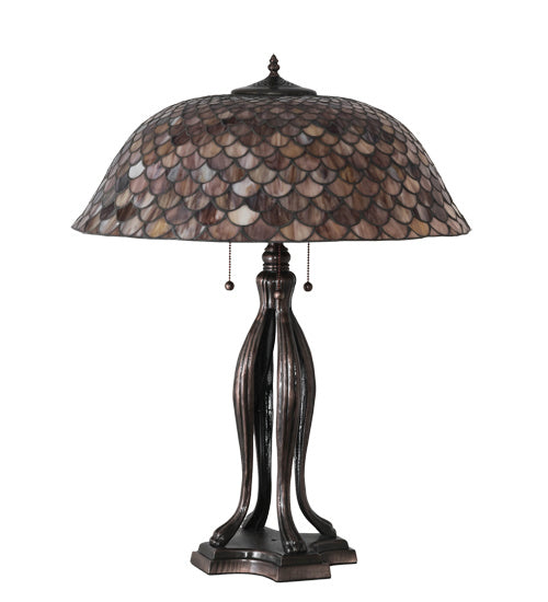 Meyda Tiffany 230385 Three Light Table Lamp, Mahogany Bronze