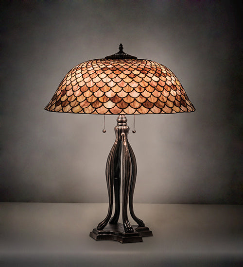 Meyda Tiffany 230385 Three Light Table Lamp, Mahogany Bronze