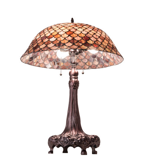 Meyda Tiffany 230408 Three Light Table Lamp, Mahogany Bronze