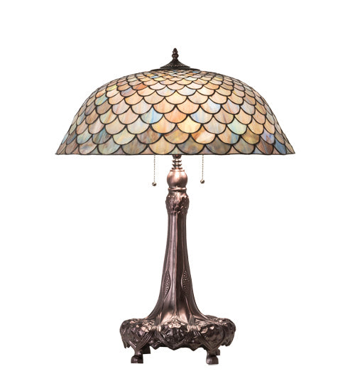 Meyda Tiffany 230462 Three Light Table Lamp, Mahogany Bronze