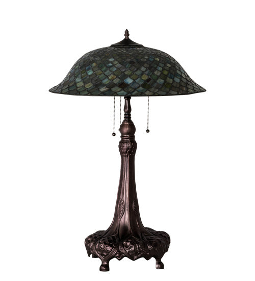 Meyda Tiffany 230465 Three Light Table Lamp, Mahogany Bronze
