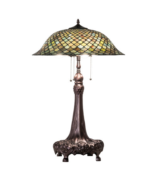 Meyda Tiffany 230465 Three Light Table Lamp, Mahogany Bronze