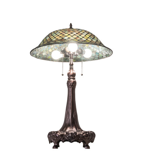 Meyda Tiffany 230465 Three Light Table Lamp, Mahogany Bronze