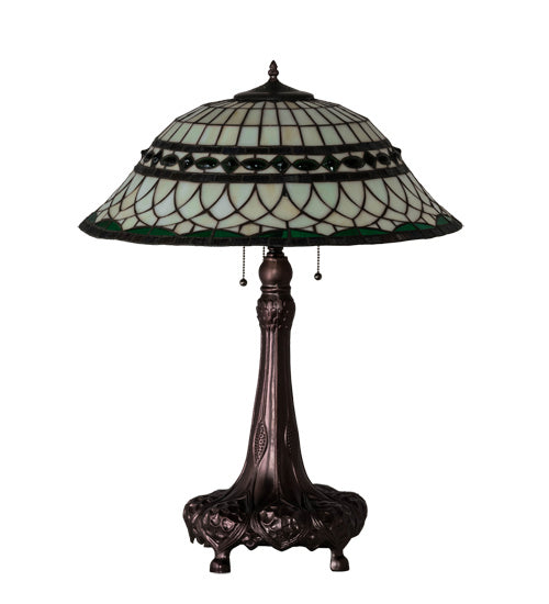Meyda Tiffany 230467 Three Light Table Lamp, Mahogany Bronze